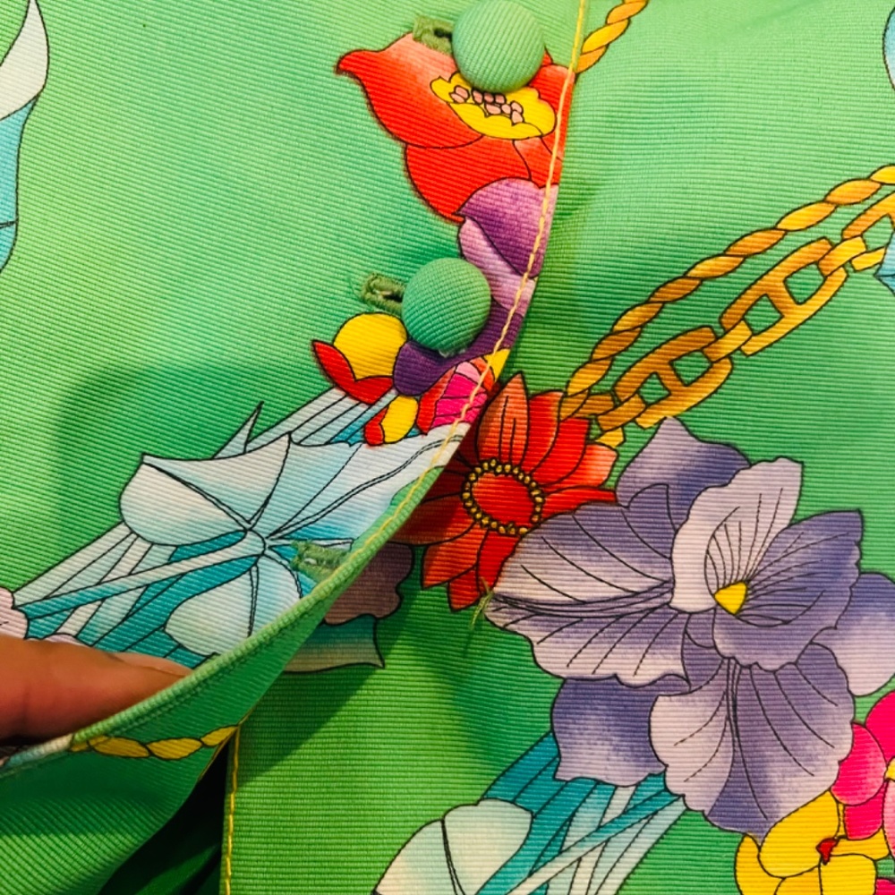 INSANE Leonard Paris vintage bamboo green short-sleeved skirt suit size 6 - Picture 7 of 7